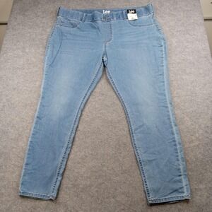 Lee Jeans Womens 2XL Light Wash Antique Indigo Stretch Denim‎ Skinny Pants